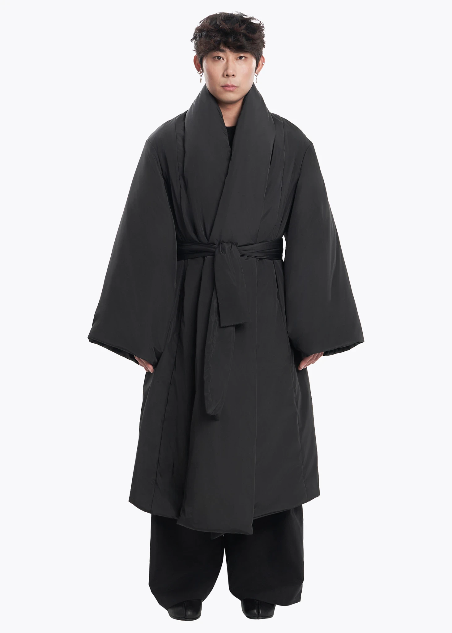 mando kimono jacket 黒 SAMURAI Men's Kimono Four Piece Set #7 Vintage MONTSUKI Hakama