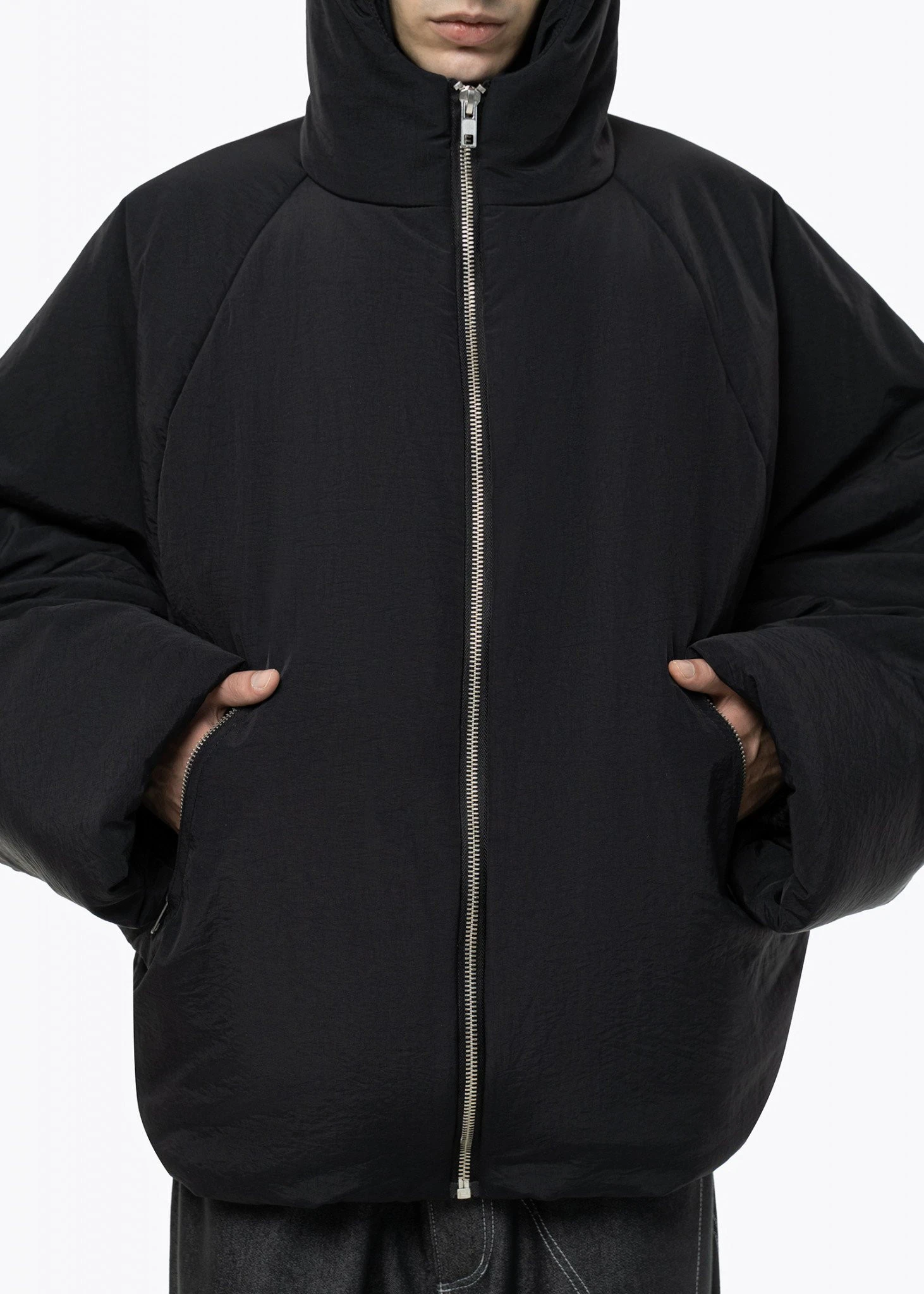 BLACKOUT BAT JACKET. BLACK
