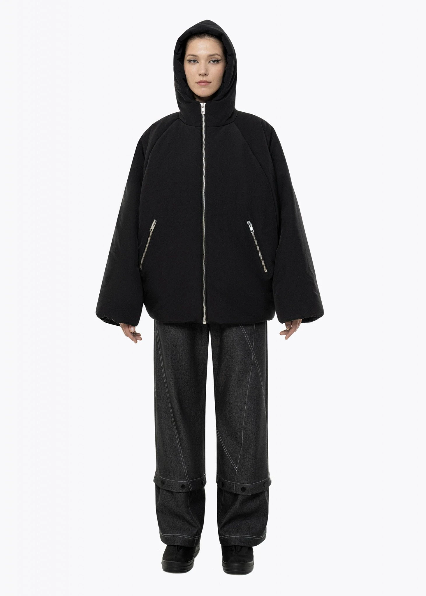 BLACKOUT BAT JACKET. BLACK