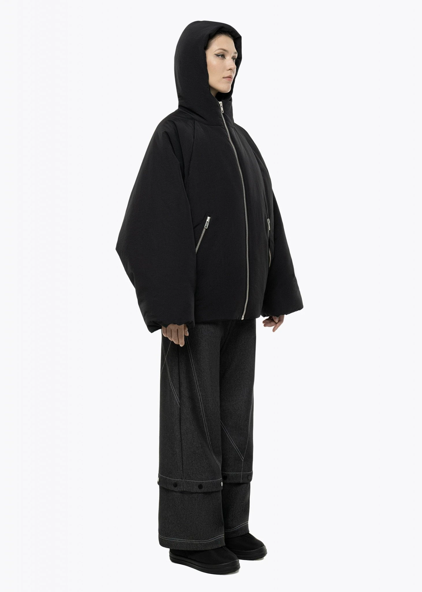 BLACKOUT BAT JACKET. BLACK
