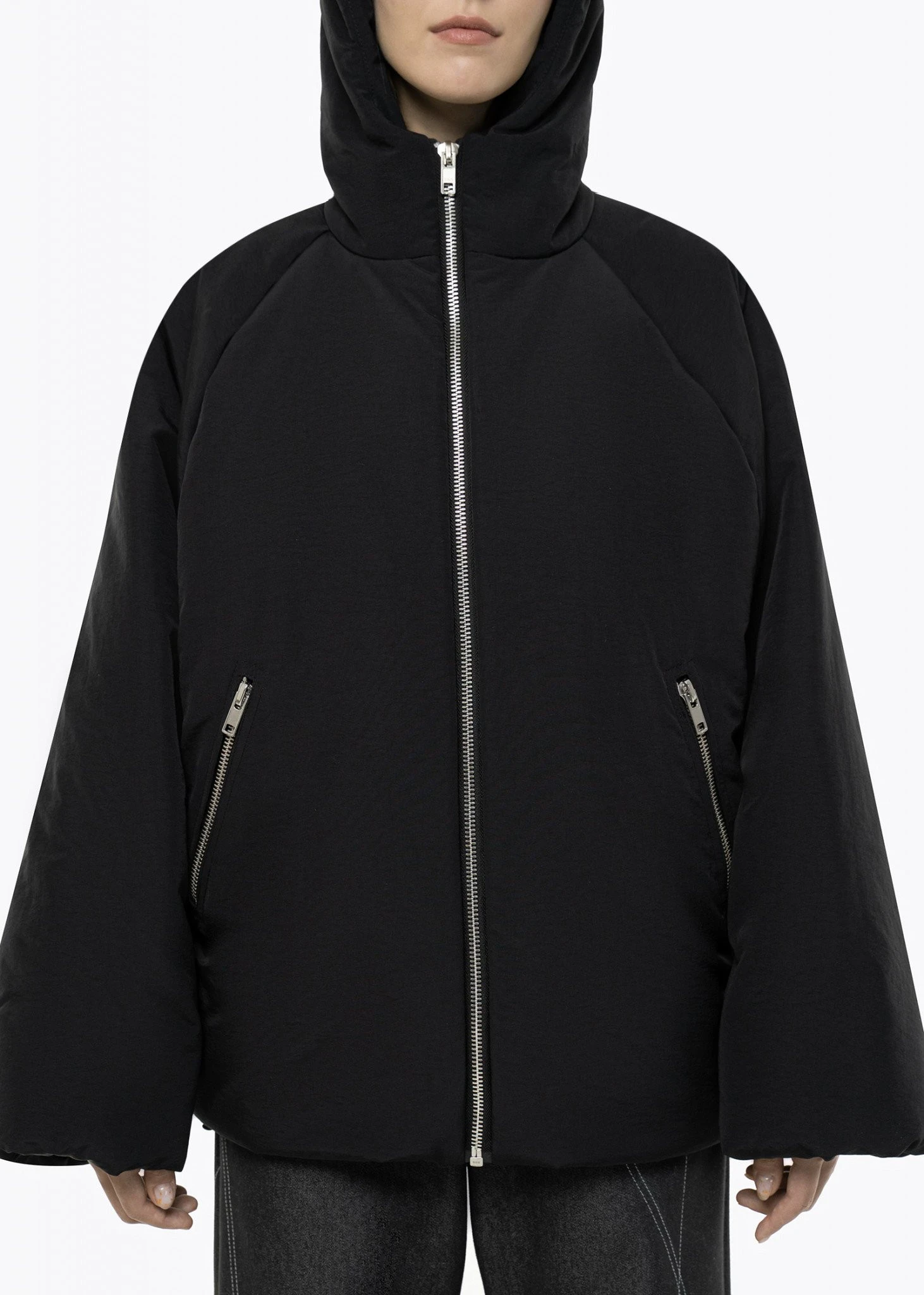 BLACKOUT BAT JACKET. BLACK