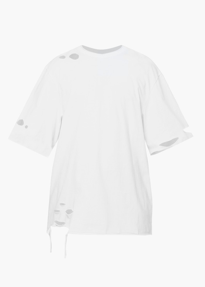 T-SHIRT WITH SLOTS SHADOW. WHITE